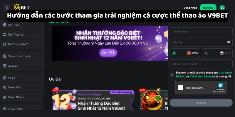 Hướng dẫn các bước tham gia trải nghiệm cá cược thể thao ảo V9Bet